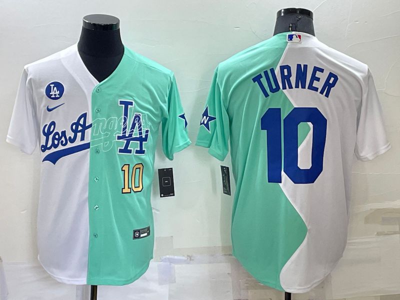 Men Los Angeles Dodgers 10 Turner green white Nike 2022 MLB Jersey1